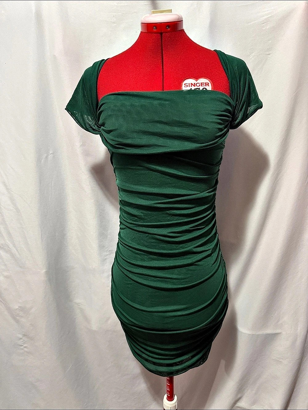 EXARUS Ruched Mini Dress in Green Size 12Y Like New